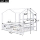 Full Size Wood House Bed with Fence and Detachable Storage Shelves, White