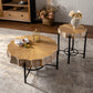 Vintage Patchwork Lace Shape Coffee Table Cedar Coffee Table Set (Set of 2)