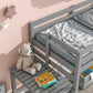 Twin Loft Bed with Platform,ladder,Grey