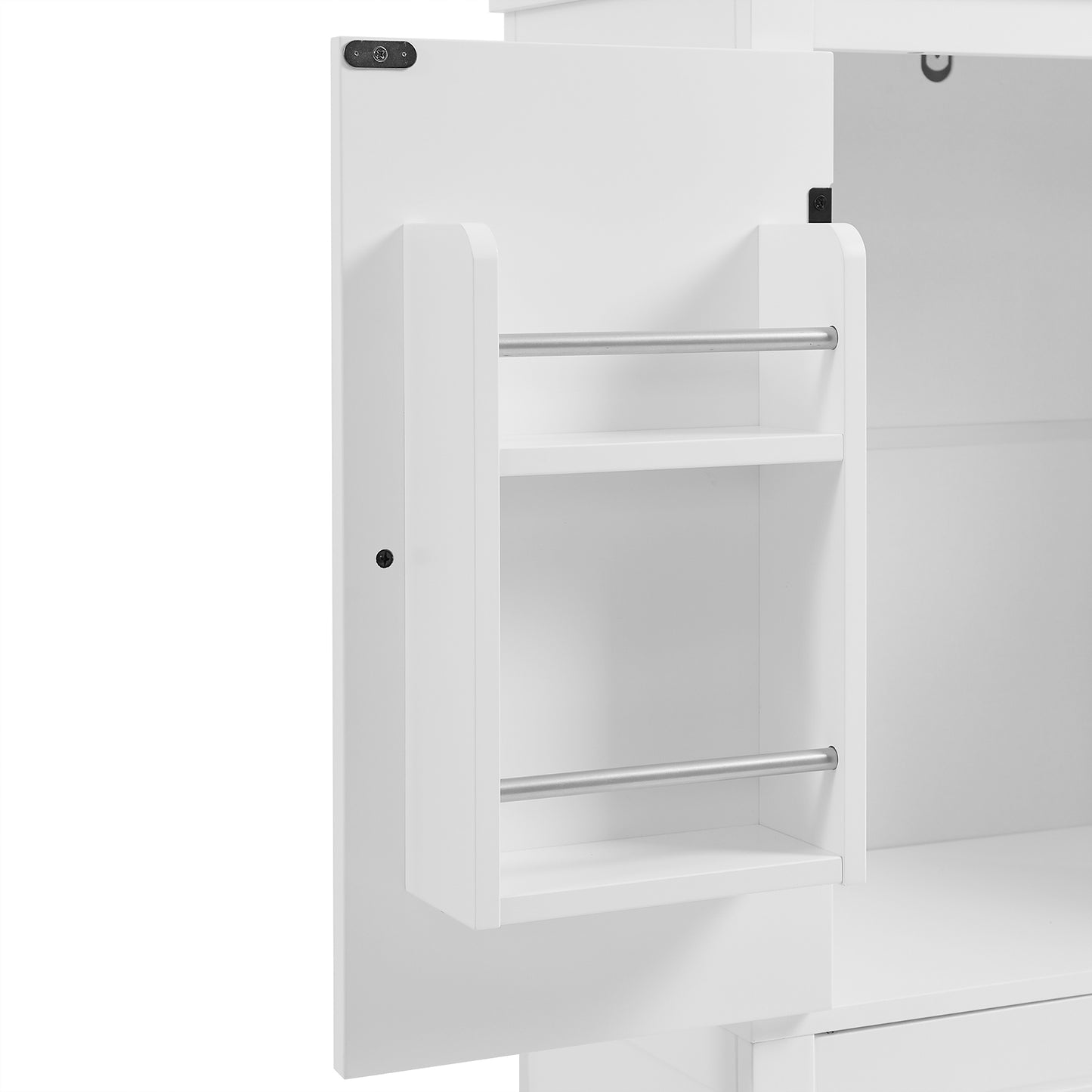 Bathroom floor storage cabinet, bathroom storage unit, 4-door independent cabinet, adjustable shelf, adaptive shelf, white