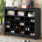 ONTREND Sleek Design 24 shoe cabinet, modern shoe cabinet with curved base, high-quality multifunctional side panel, black