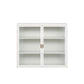 Glass Doors Modern Two-door Wall Cabinet with Featuring Three-tier White