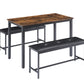 Dining Table Set Barstool Dining Table (with 2 PU Upholstered Benches) Industrial Style Dining Table and Chairs