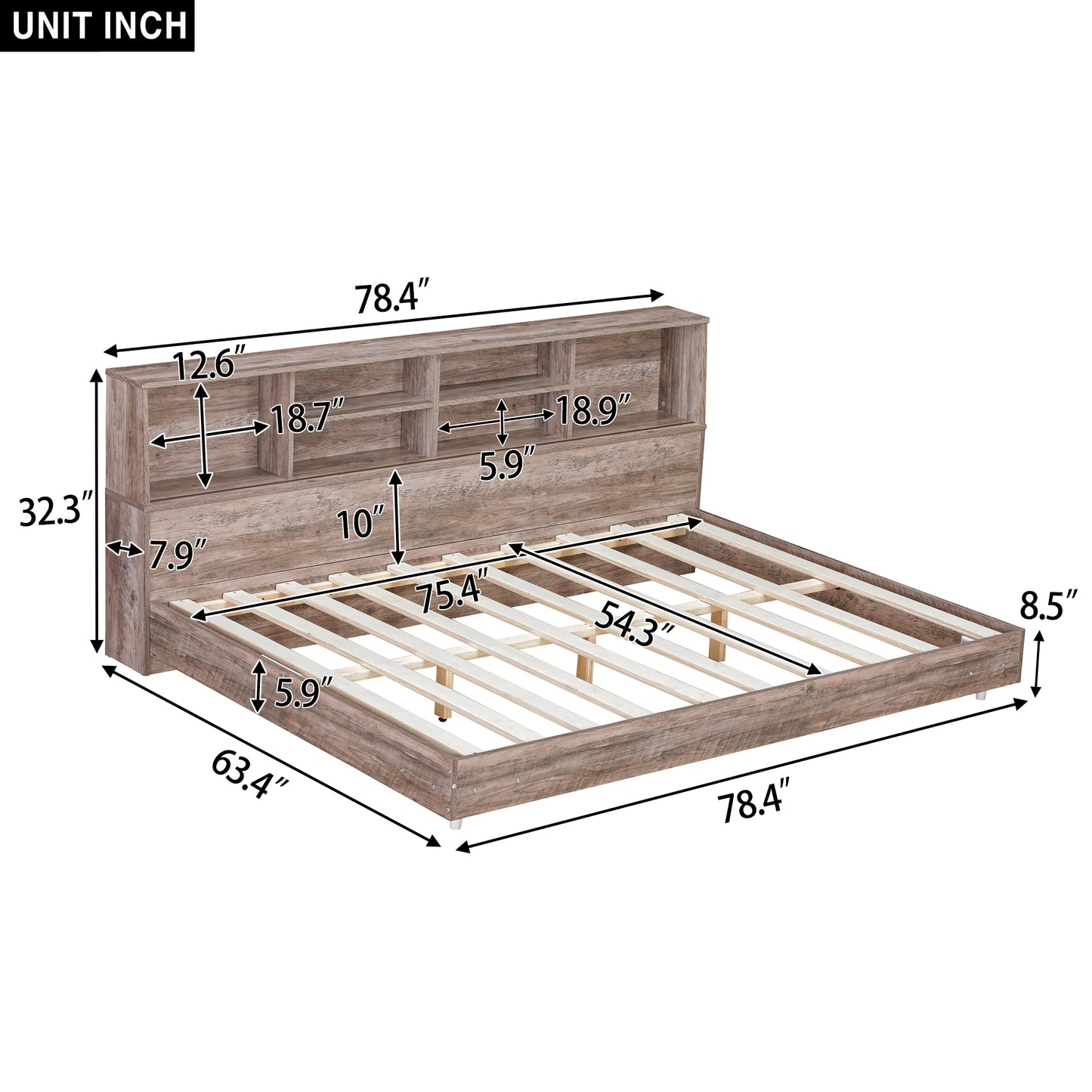 Full Size Daybed Frame with Storage Bookcases Wood Light Oak