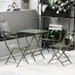 3 Piece Patio Bistro Set of Foldable SquareTable and Chairs, Dark Greem