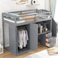 Twin Size Loft Bed with Wardrobe and Staircase  Desk and Storage Drawers and Cabinet in 1 Gray