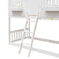 Twin over Twin House Bunk Bed with Roof , Window, Window Box, Door , with Safety Guardrails and Ladder,White