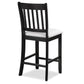 Casual Seating Black Finish Chairs, Set of 2 Rubberwood Transitional Slatted Back Dining Room Counter Chairs