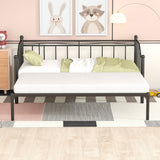 Twin Size Metal Daybed with Trundle Daybed with Slat No Box required Black