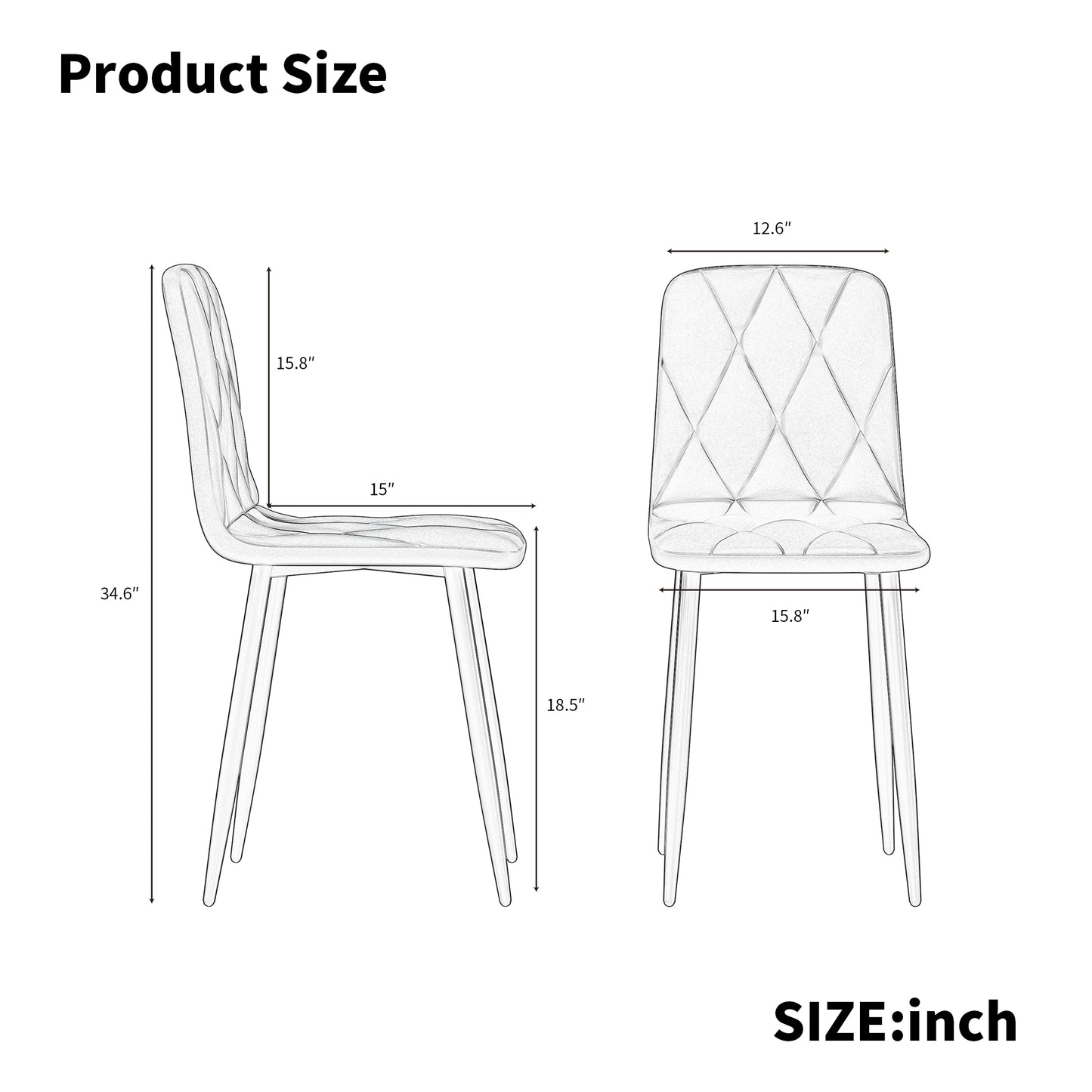 Dining Chairs Set of 4, Modern Kitchen Dining Room Chairs, Velvet Dining Chair Upholstered Cushion Seat and Sturdy Metal Legs