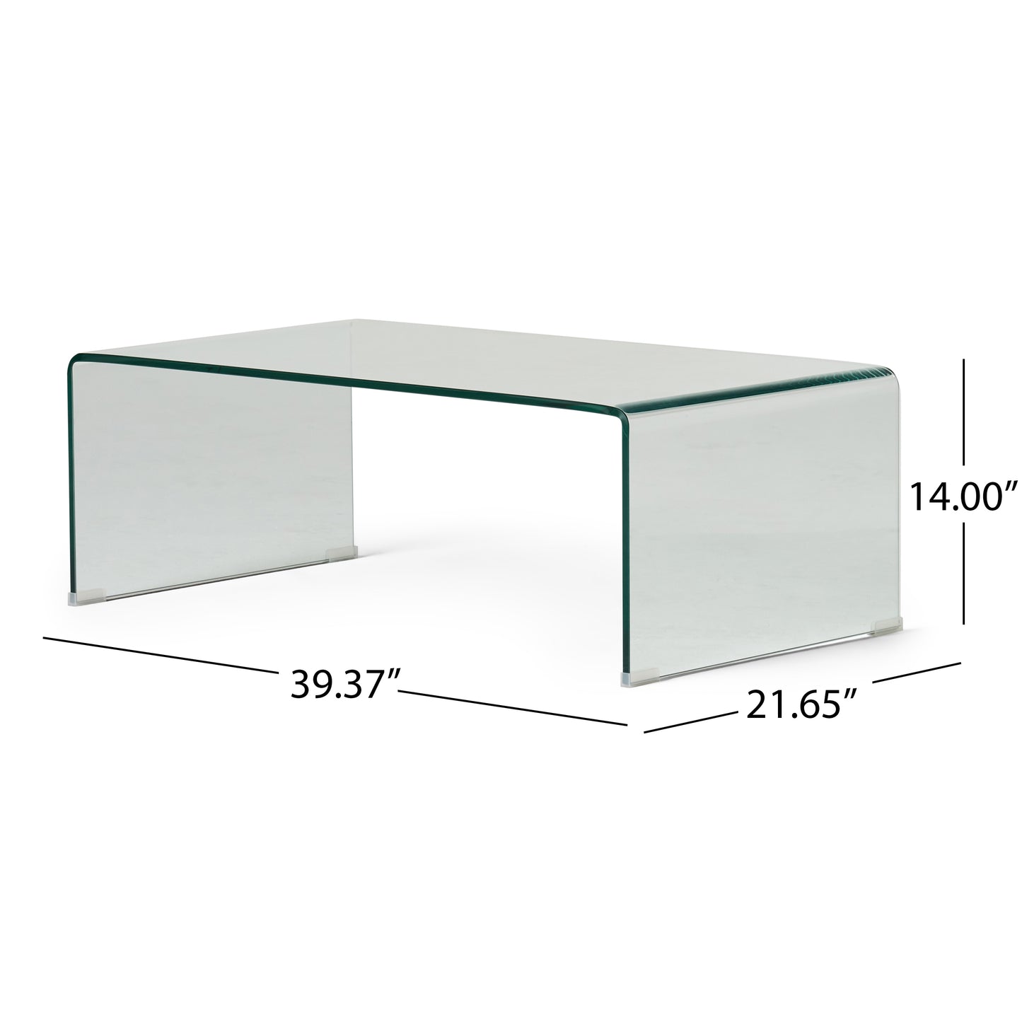 Coffee Table with 12mm Tempered Bent Glass, Elegant Design for Living Rooms