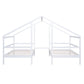 Double Twin Size Triangular House Beds with Built-in Table White