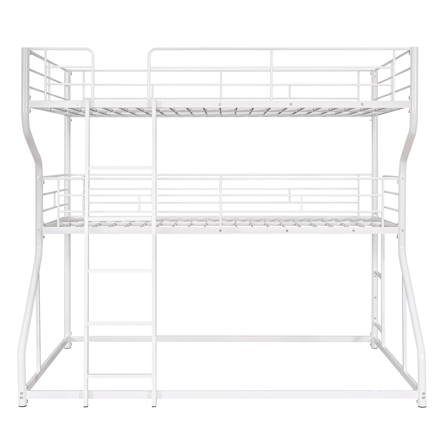 Full XL over Twin XL over Queen Size Triple Bunk Bed with Long and Short Ladder White