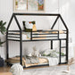 Twin over Twin House Bunk Bed with Built-in Ladder,Black