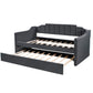 Upholstered Twin Daybed with Trundle, Black Finish for Bedrooms and Guest Rooms