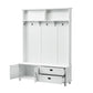 ON-TREND Modern Hall Tree with Storage Cabinet, 2 Large Drawers, and 5 Coat Hooks, White