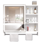 Mueble de baño moderno de 32 x 28 pulgadas con espejos, luces LED y compartimentos de almacenamiento de varias capas