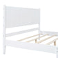 Queen Size Wood Platform Bed Frame, Retro Style Bed with Rectangular Headboard,No Need Box Spring,White