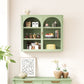 Glass Doors Modern Two-door Wall Cabinet with Featuring Three-tier Green