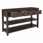 Retro Design Console Table with Two Open Shelves, Pine Solid Wood Frame and Legs, Espresso Finish