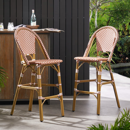 Aluminum Wicker Bar Stool Set of 2