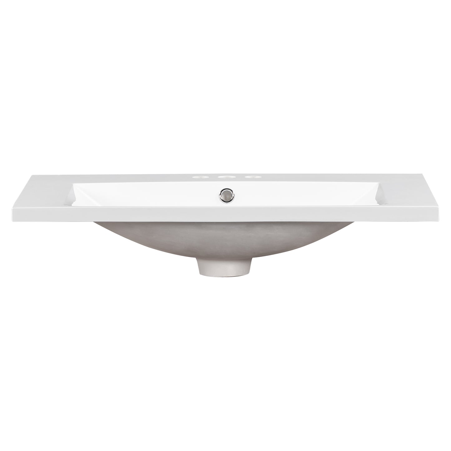 Single Bathroom Basin Sink, Vanity Top Only, 3-Faucet Holes, Resin