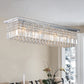 Modern Crystal Chandelier for Dining Room 8-Light White Rectangle Raindrop L39.4'' x W9.8'' x H8.7'(Bulb Not Included)