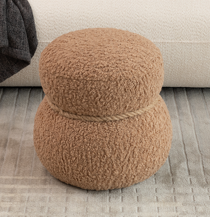 WKJ1Y Light camel snowman stool with plush Grig cushions, playful and cute, suitable for any space