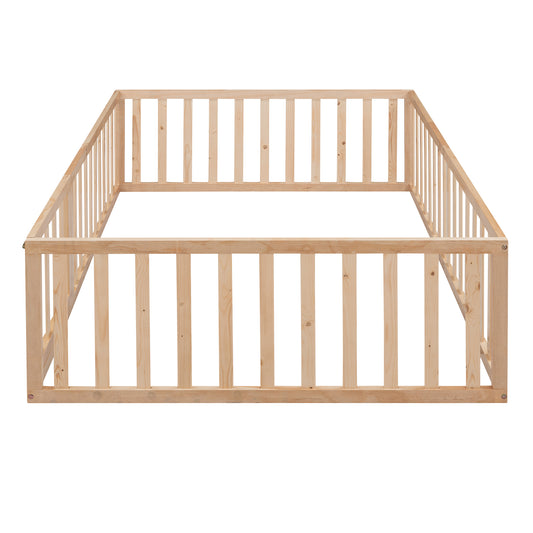 Full Size Wood Daybed Frame with Fence Natural(OLD SKU:WF289662AAM)