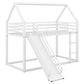 Twin over Twin House Bunk Bed with Ladder and Slide,White