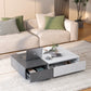 Modern Black and White Coffee Table with Two Storage Spaces, Sleek Design for Living Rooms