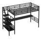 Metal Loft Bed Frame with Desk  No Box Spring Needed Twin Black