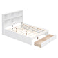 Full Size Platform Bed with Storage Headboard, Charging Station and 2 Drawers White