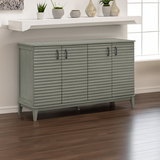 TREXM Side Panel Buffet with 4 Doors, Large Storage Cabinet with Adjustable Shelves and Metal Handles, Antique Gray