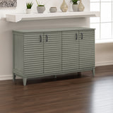 TREXM Side Panel Buffet with 4 Doors, Large Storage Cabinet with Adjustable Shelves and Metal Handles, Antique Gray