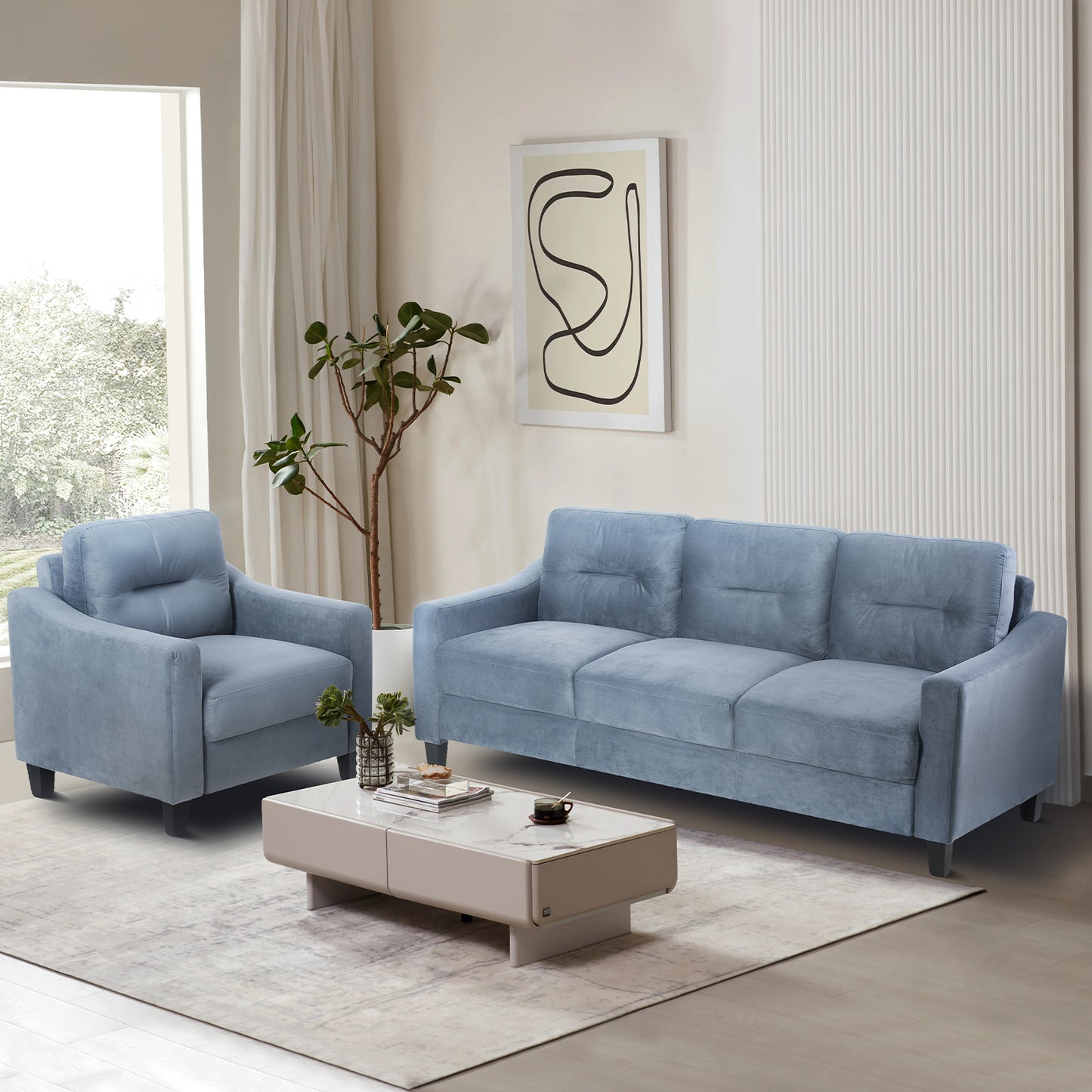 Gray Couch Comfortable Sectional Sofa, Chenille Fabric for Living Rooms, Offices, and Small Spaces