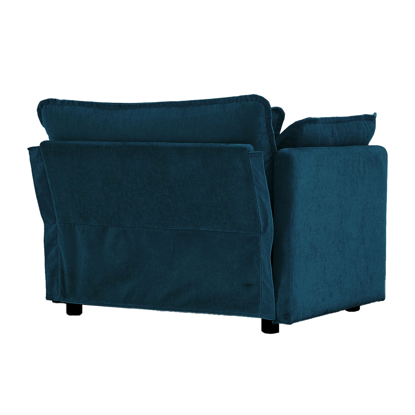 Comfy Deep Single Seat Sofa Upholstered Reading Armchair Living Room Chair Blue Chenille Fabric , 1 Toss Pillow