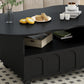 ON-TRANS flexible cream style coffee table with 2 brake wheels, drawers, large storage space,black, 39.37 '' x 23.6 ''