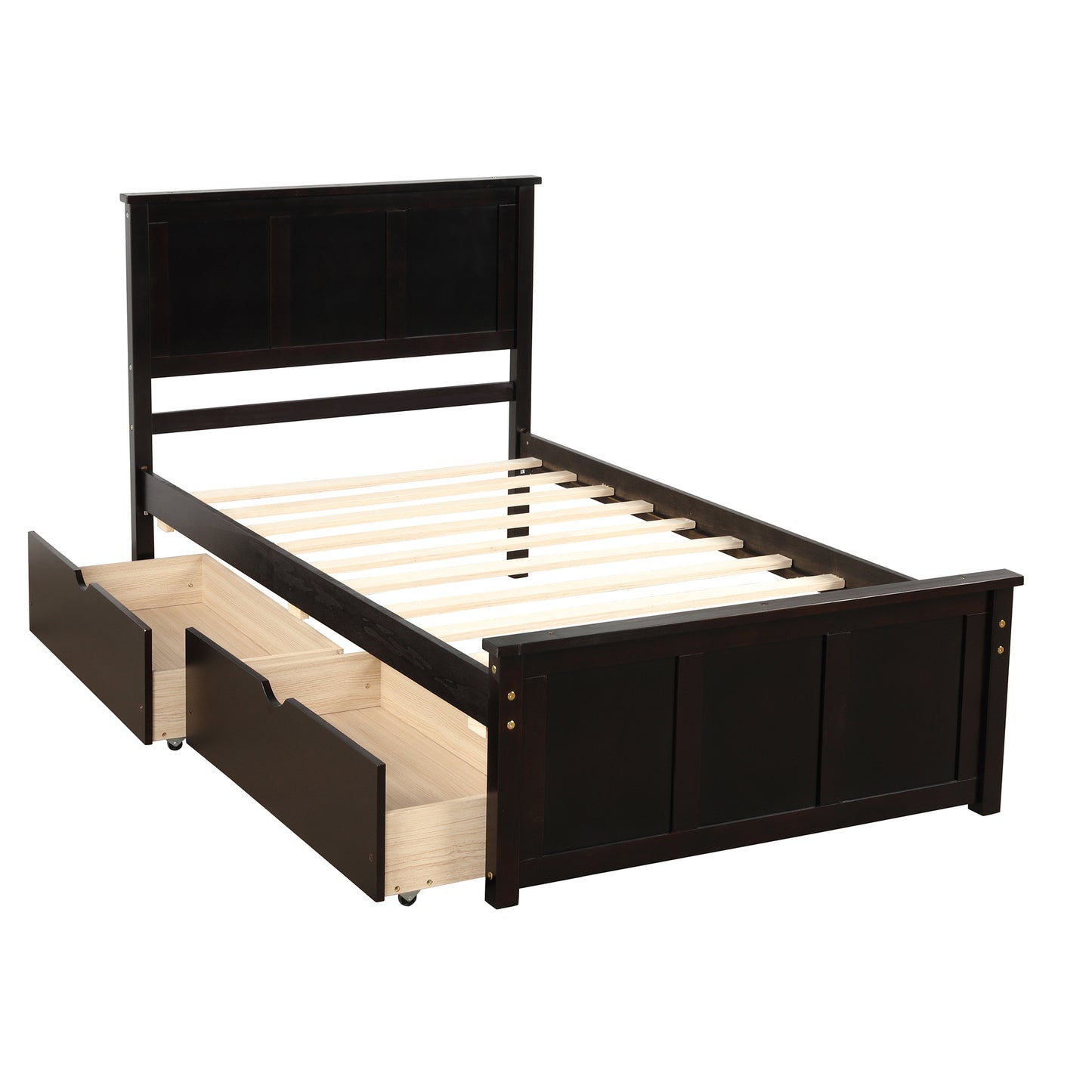 Platform Storage Bed  2 drawers with wheels  Twin Size Frame  Espresso