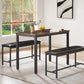 Dining Table Set Barstool Dining Table (with 2 PU Upholstered Benches) Industrial Style Dining Table and Chairs