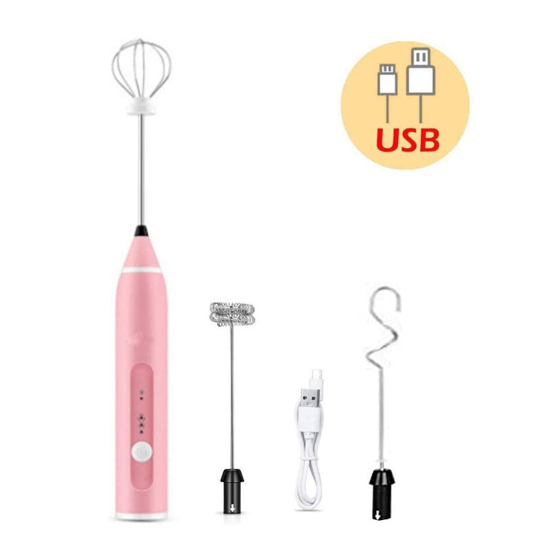 3-Piece Electric Milk Frother And Whisk Set