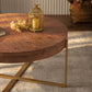 Modern Retro Splicing Round Coffee Table Fir Wood Table Top with Gold Cross Legs Base(Same SKU:W757126236)