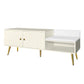 Modern Shoe Storage Bench with Hidden Storage and Upholstered Cushions, Antique White Finish