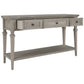 TREXM Classic Retro Style Console Table with Three Top Drawers and Open Style Bottom Shelf (Gray Wash)