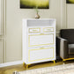 U-Can Shoe Cabinet with 2 Flip Drawers, 2 Slide Drawers, and 1 Shelf, Modern White Finish