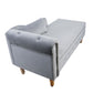 Sillón chaise longue gris de terciopelo para interiores con espacio de almacenamiento y almohada, diseño moderno tapizado con brazos enrollados