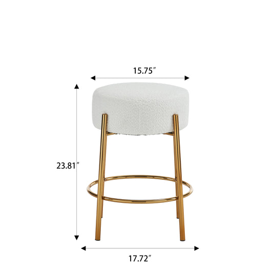 24-Inch High Circular Bar Stool, Set of 2 with Cushioned Seats and Sturdy Legs