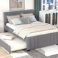 Full Upholstered Platform Bed with Trundle Grey