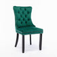 High-end Tufted Solid Wood Contemporary Velvet Upholstered Dining Chair with Wood Legs Nailhead Trim 2-Pcs Set Green