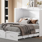 Cama plegable grande con cajones, gabinetes de almacenamiento y puertos USB, acabado blanco